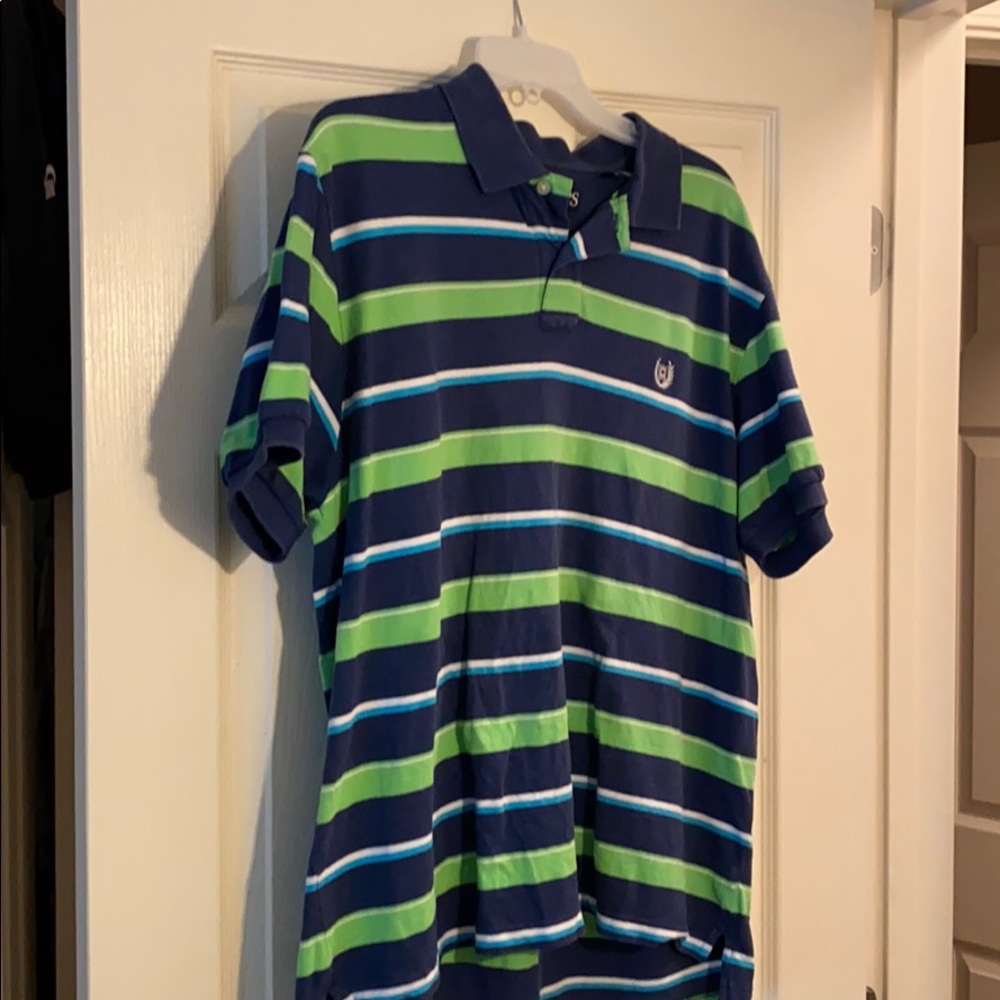 Chaps Men Polo Blue and Green stripes - Picture 1 of 3